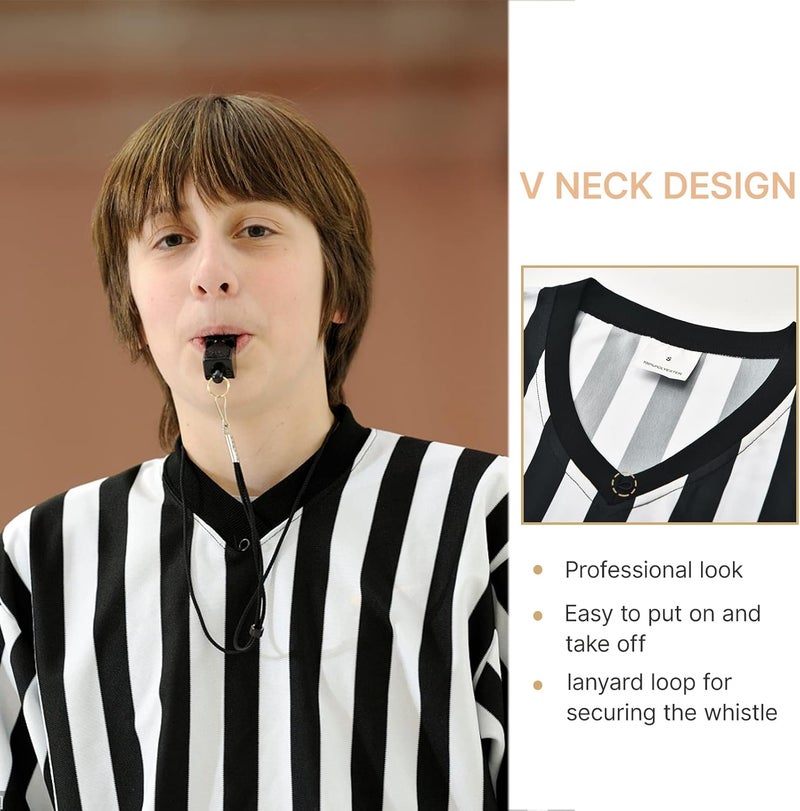 Thapower Children Referee Shirt Costume Kids Youth Black and White Stripe Boy Girls Toddler Ref Jersey - Image 4